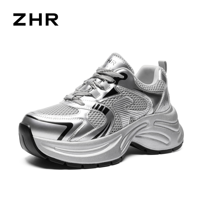 Dámske tenisky typu Dad Shoes s horným mikrovláknom + sieťovinou, výška podrážky 6–8 cm, šnurovanie, podrážka PVC, vnútorná stielka PU + bavlna Dali