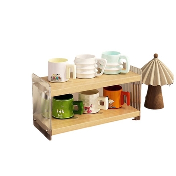 Stolový akrylový stojan na poháre, 2 poschodia, na čaj a kávu, multifunkčný