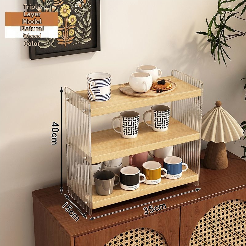 Stolový akrylový stojan na poháre, 2 poschodia, na čaj a kávu, multifunkčný