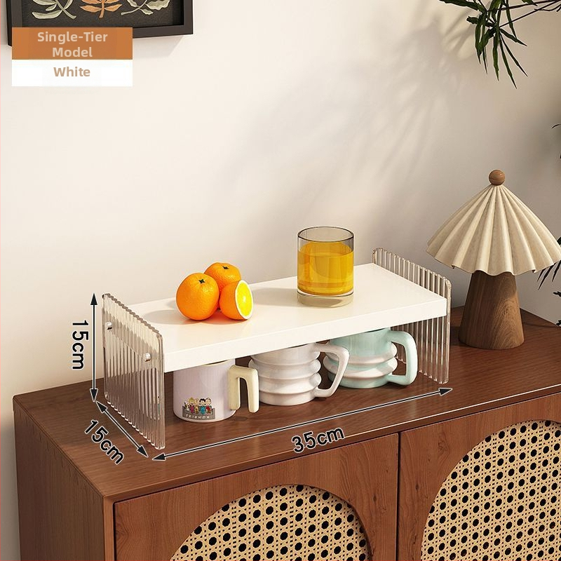 Stolový akrylový stojan na poháre, 2 poschodia, na čaj a kávu, multifunkčný