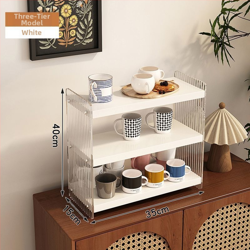 Stolový akrylový stojan na poháre, 2 poschodia, na čaj a kávu, multifunkčný