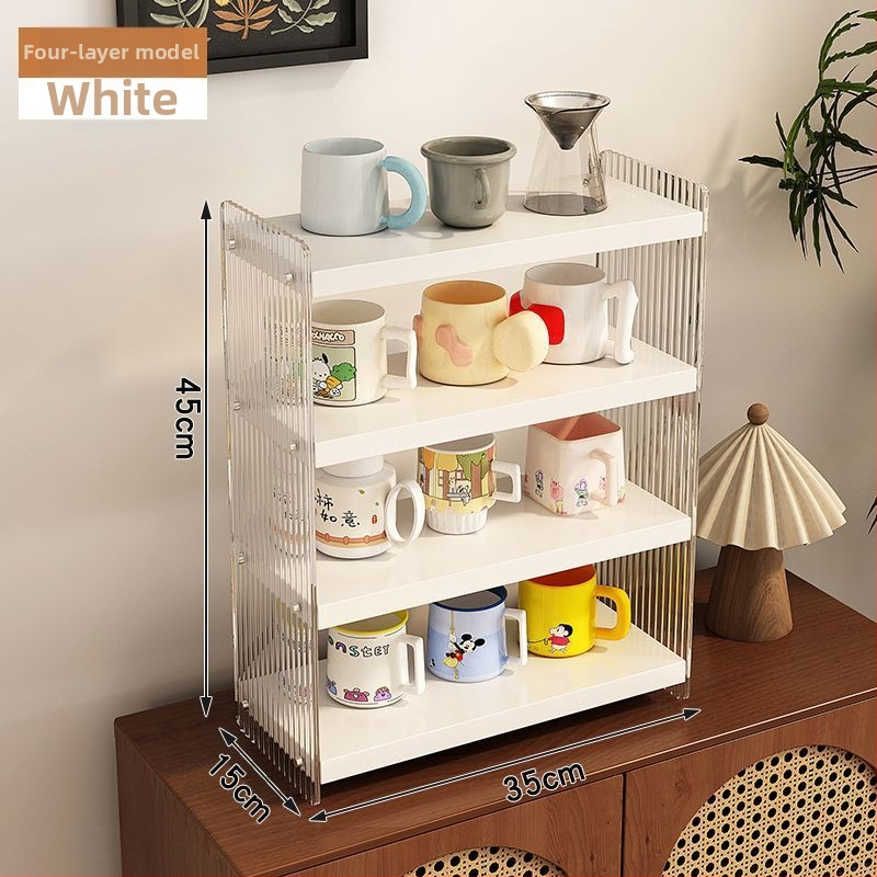 Stolový akrylový stojan na poháre, 2 poschodia, na čaj a kávu, multifunkčný