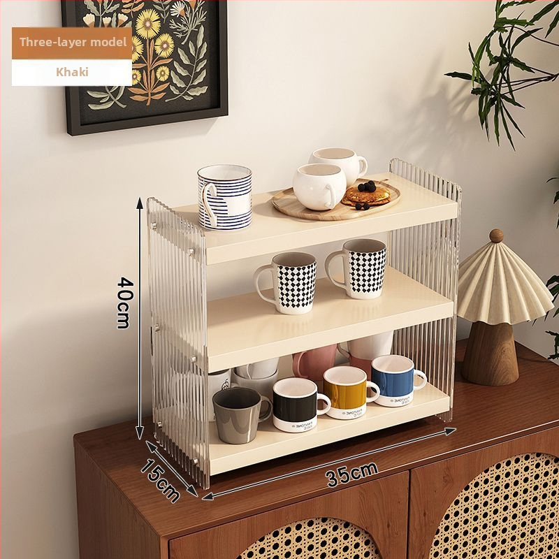 Stolový akrylový stojan na poháre, 2 poschodia, na čaj a kávu, multifunkčný