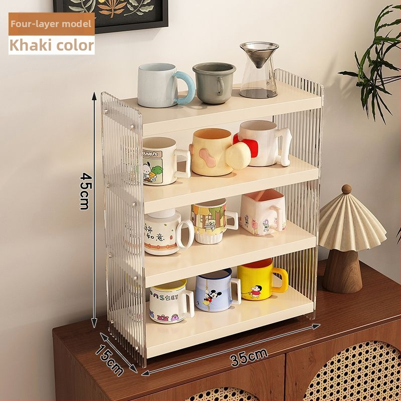 Stolový akrylový stojan na poháre, 2 poschodia, na čaj a kávu, multifunkčný