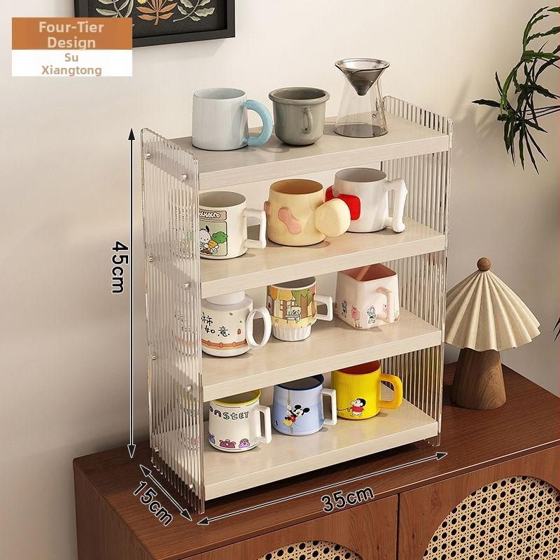 Stolový akrylový stojan na poháre, 2 poschodia, na čaj a kávu, multifunkčný