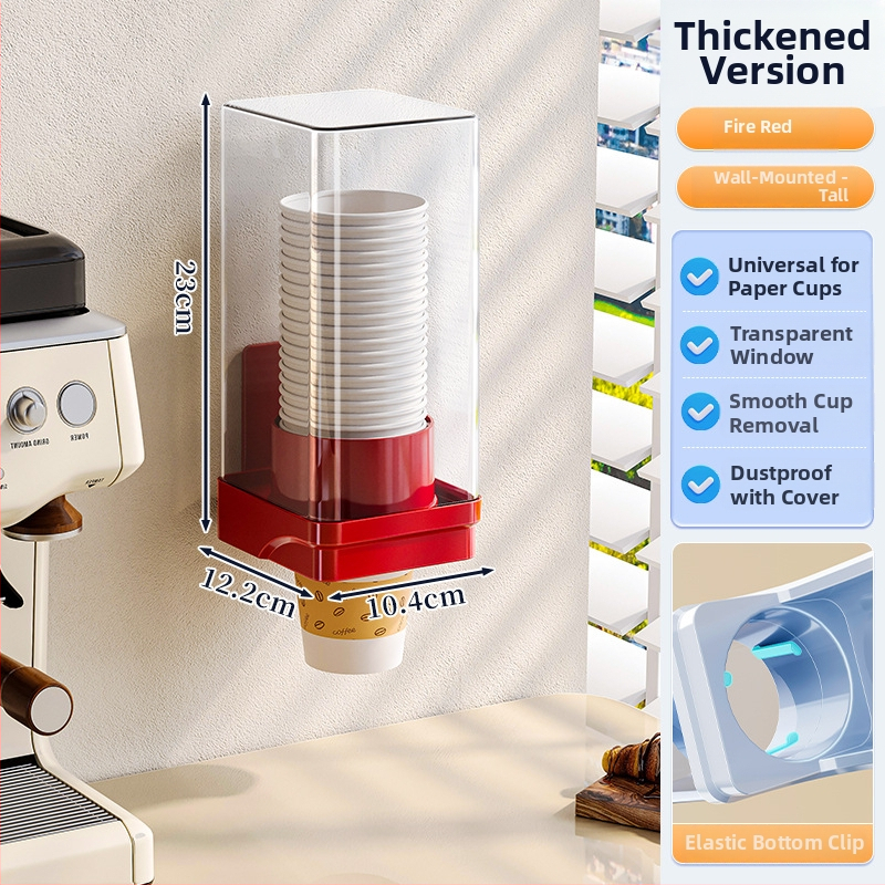 Jednorazový organizér na poháre, nástenný bez vŕtania, plastový držiak na poháre, 1 vrstva, do obývačky