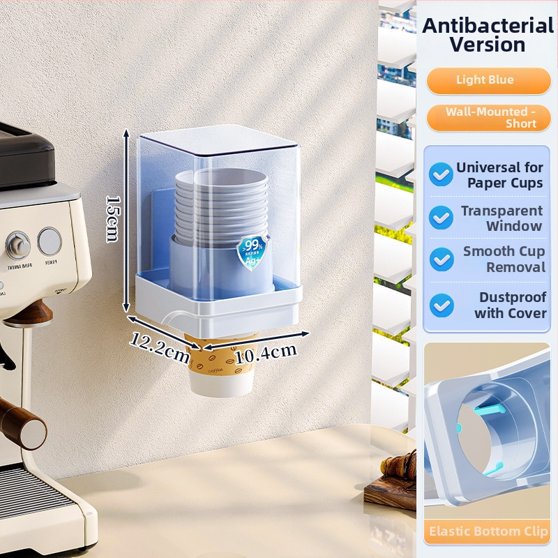 Jednorazový organizér na poháre, nástenný bez vŕtania, plastový držiak na poháre, 1 vrstva, do obývačky