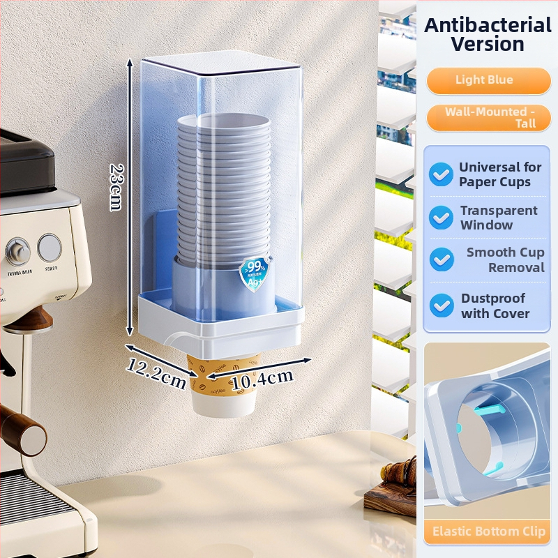 Jednorazový organizér na poháre, nástenný bez vŕtania, plastový držiak na poháre, 1 vrstva, do obývačky