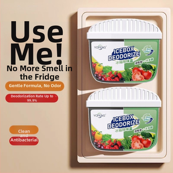 YOPENG Box na deodoráciu chladničky s aktívnym uhlím a čajovými polyfenolmi, dvojfarebný dizajn, svieži parfum, 120 g