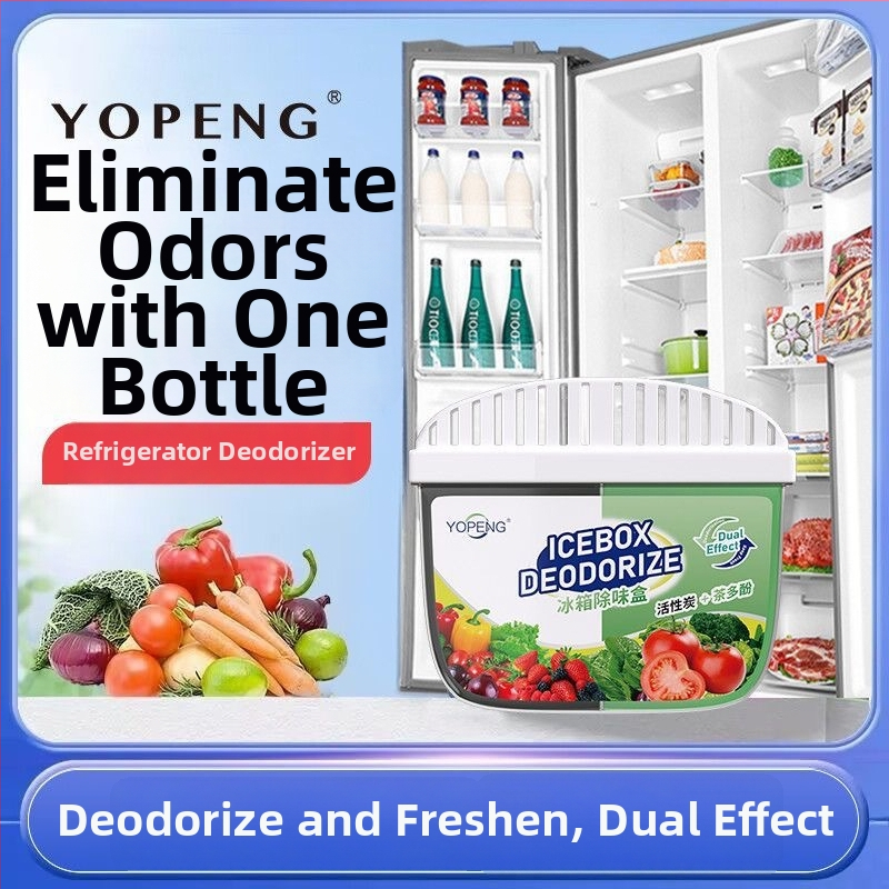 YOPENG Box na deodoráciu chladničky s aktívnym uhlím a čajovými polyfenolmi, dvojfarebný dizajn, svieži parfum, 120 g