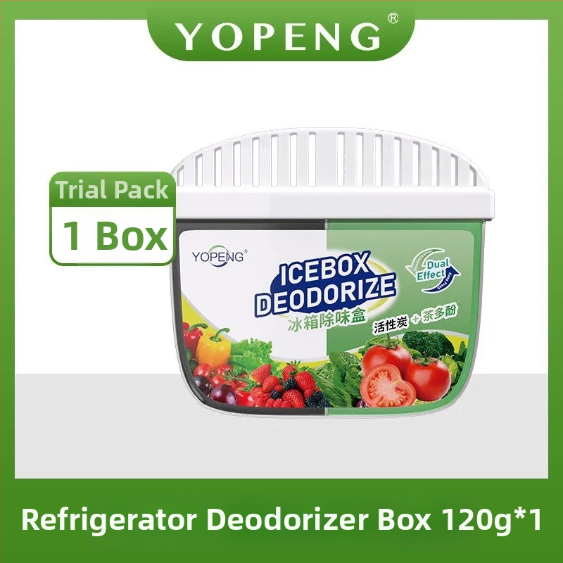 YOPENG Box na deodoráciu chladničky s aktívnym uhlím a čajovými polyfenolmi, dvojfarebný dizajn, svieži parfum, 120 g