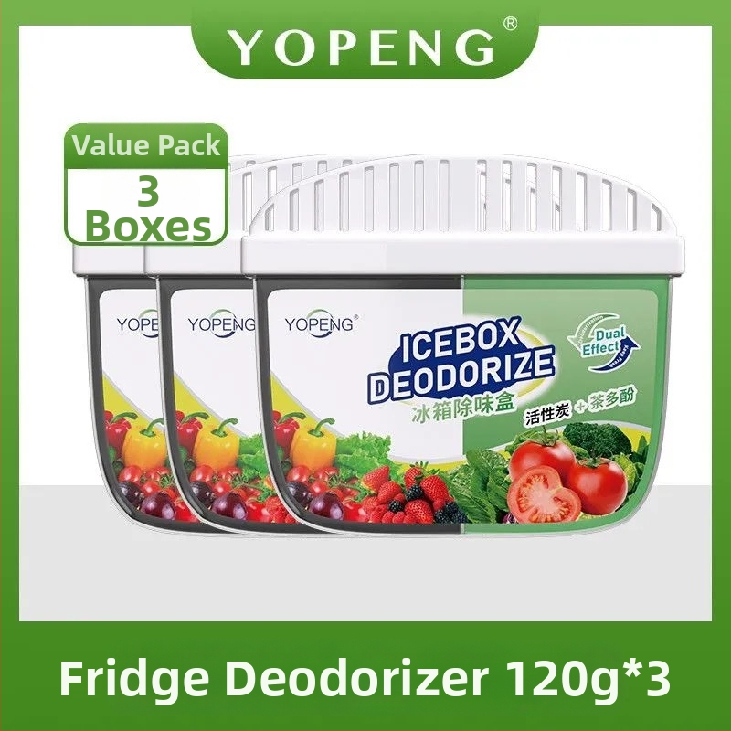 YOPENG Box na deodoráciu chladničky s aktívnym uhlím a čajovými polyfenolmi, dvojfarebný dizajn, svieži parfum, 120 g