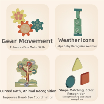 Drevený detský chodítko s edukatívnou hrou na zladenie tvarov (Drevo; 0–3 rokov; Lishui, Zhejiang; Intelektuálny rozvoj; Koordinácia ruky-oko)