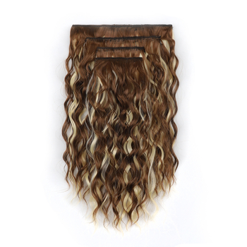 Klip-in sada paroch, 4 diely, objemné krátke vlasy, model 4SBW, tepelne odolné vlákno, mechanizmus spracovania, Zhejiang pôvod, pre ženy