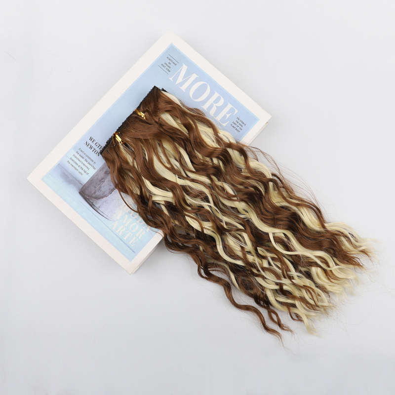 Klip-in sada paroch, 4 diely, objemné krátke vlasy, model 4SBW, tepelne odolné vlákno, mechanizmus spracovania, Zhejiang pôvod, pre ženy