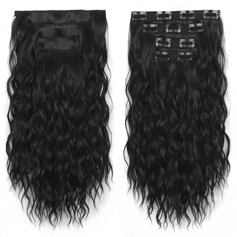 Klip-in sada paroch, 4 diely, objemné krátke vlasy, model 4SBW, tepelne odolné vlákno, mechanizmus spracovania, Zhejiang pôvod, pre ženy