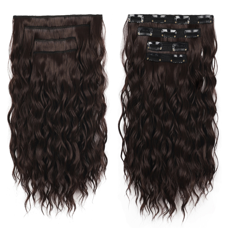 Klip-in sada paroch, 4 diely, objemné krátke vlasy, model 4SBW, tepelne odolné vlákno, mechanizmus spracovania, Zhejiang pôvod, pre ženy