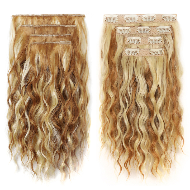 Klip-in sada paroch, 4 diely, objemné krátke vlasy, model 4SBW, tepelne odolné vlákno, mechanizmus spracovania, Zhejiang pôvod, pre ženy