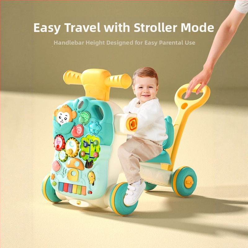 Plastikinė vaiko mokymosi vaikštynė su anti‑kritimu, 4‑in‑1 daugiafunkcinė žaidimų lenta