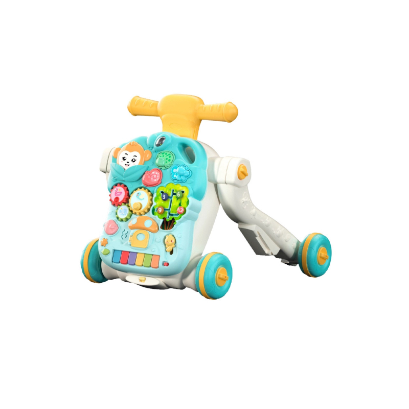 Plastikinė vaiko mokymosi vaikštynė su anti‑kritimu, 4‑in‑1 daugiafunkcinė žaidimų lenta