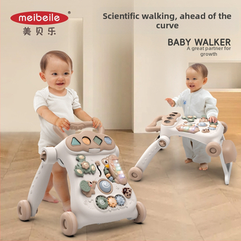 Kūdikių vaikštynė 2-in-1 su žaidimų stalu, prieš apvertimą, plastikinė konstrukcija, tinkama 0–3 metų vaikams