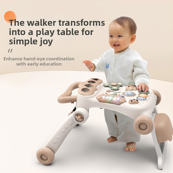 Kūdikių vaikštynė 2-in-1 su žaidimų stalu, prieš apvertimą, plastikinė konstrukcija, tinkama 0–3 metų vaikams