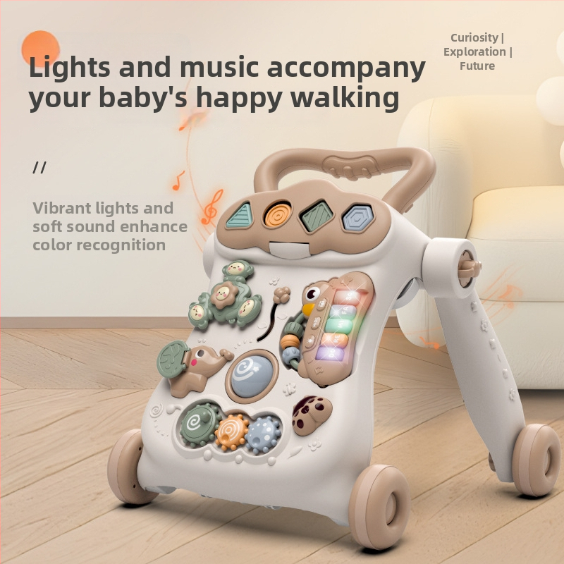 Kūdikių vaikštynė 2-in-1 su žaidimų stalu, prieš apvertimą, plastikinė konstrukcija, tinkama 0–3 metų vaikams