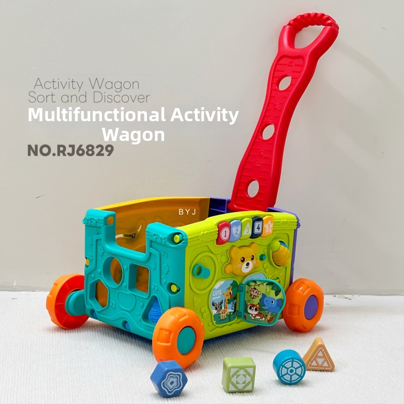 Beiyingjia daugiafunkcinis vaikiškas stumiamas automobilis su garsu ir šviesa – saugykla, regos ir kognityvinis vystymasis, ankstyvas ugdymas (0–3 metų)