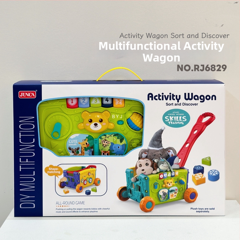 Beiyingjia daugiafunkcinis vaikiškas stumiamas automobilis su garsu ir šviesa – saugykla, regos ir kognityvinis vystymasis, ankstyvas ugdymas (0–3 metų)