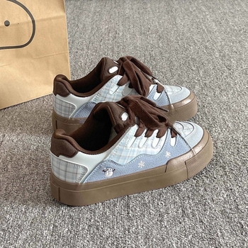 Dámske retro casual mokasíny, 3-5 cm Päta, PU vrchný materiál, gumová podrážka, šnurovanie, okrúhla špička