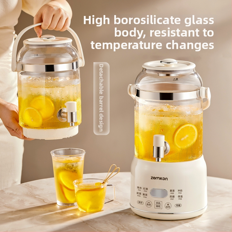 Zemkon Veselības tējas pot ar augstas kvalitātes borosilikāta stikla korpusu, 3 L, 800 W, 220 V, digitālais termostats, skārienjūtīgs vadības, modelis RC-Z830D35