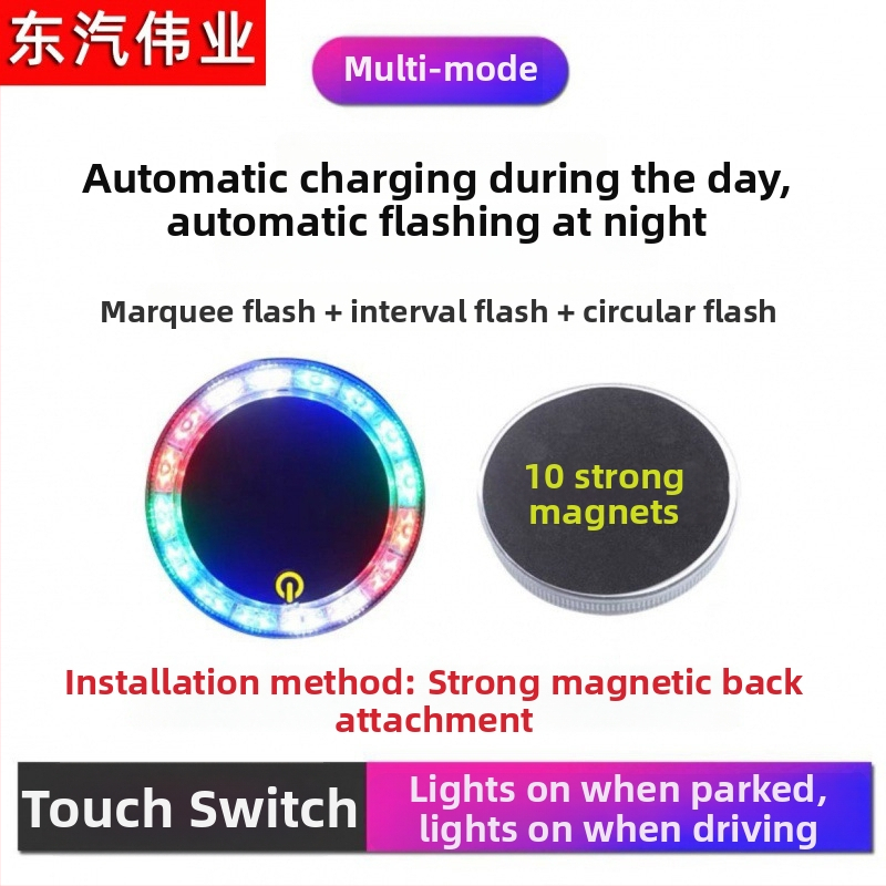 LED zadné svetlo nákladného auta so solárnym blikaním, anti-tailgating, silné magnetické uchytenie, 12-24V