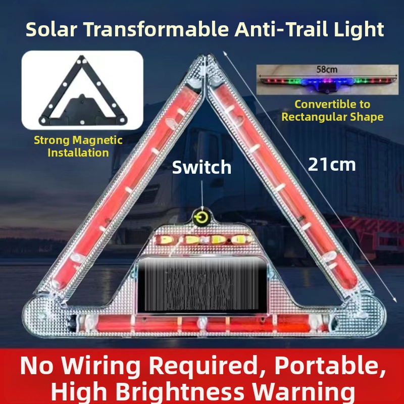 LED zadné svetlo nákladného auta so solárnym blikaním, anti-tailgating, silné magnetické uchytenie, 12-24V