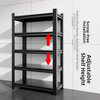 Domáci úložný regál z uhlíkovej ocele, 7-poschodový, podlahový, pohyblivý, s 2 krabičkami