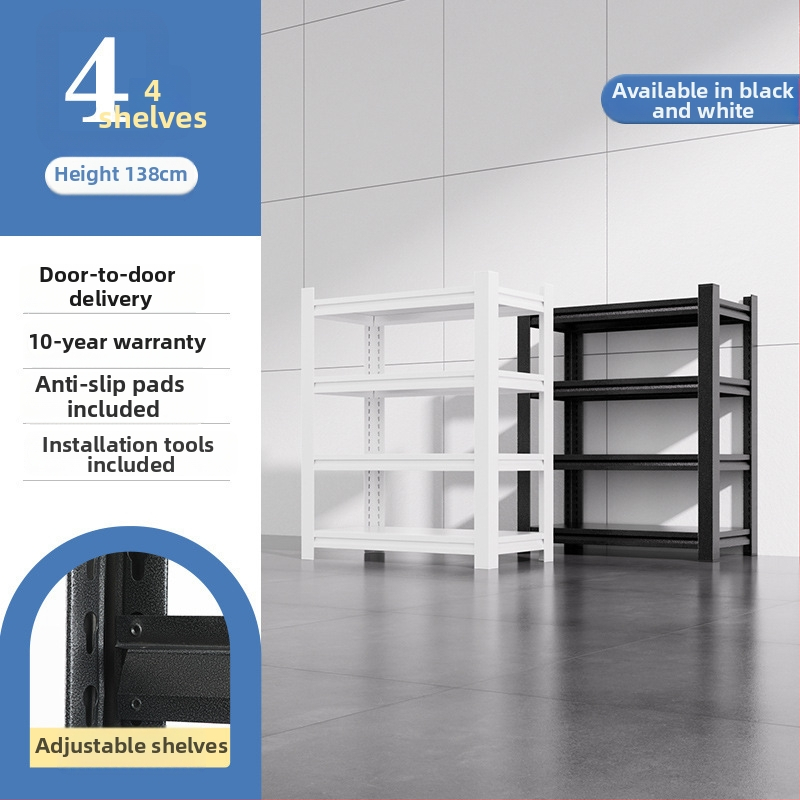 Domáci úložný regál z uhlíkovej ocele, 7-poschodový, podlahový, pohyblivý, s 2 krabičkami