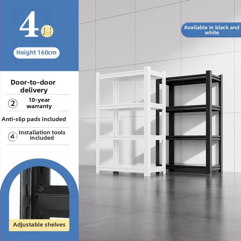 Domáci úložný regál z uhlíkovej ocele, 7-poschodový, podlahový, pohyblivý, s 2 krabičkami