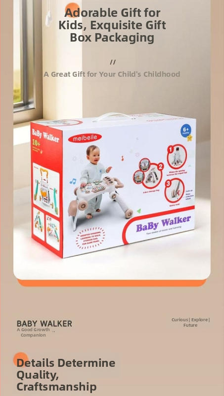 Detské chodítko s proti prevráteniu pre deti 0–3 rokov — plastová vzdelávacia hračka podporujúca koordináciu ruky a oka a interakciu rodič-dieťa