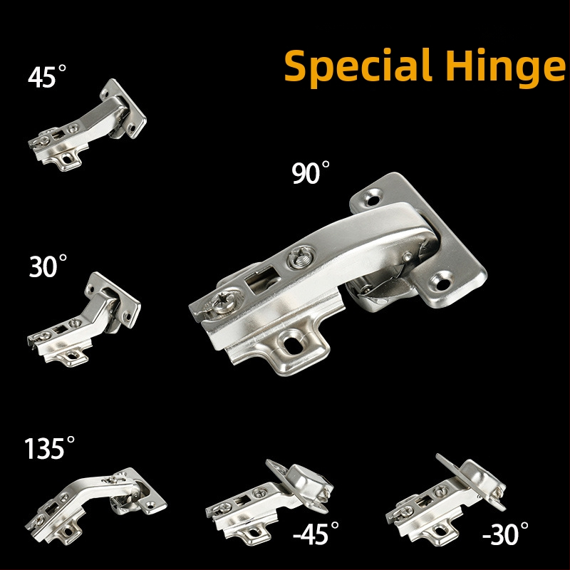 Záves dvierok skrine so špeciálnym uhlom, model LRH30/45/90, studenorezovaná oceľ, lesklá niklová povrchová úprava, Longrun