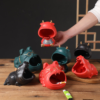 Keramický popolník s mačkou z karikatúry – vetru odolný, s tlačou loga, na dekoráciu a skladovanie, zbierka