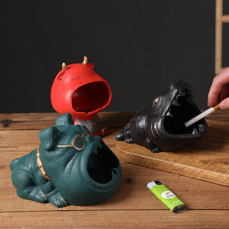 Keramický popolník s mačkou z karikatúry – vetru odolný, s tlačou loga, na dekoráciu a skladovanie, zbierka