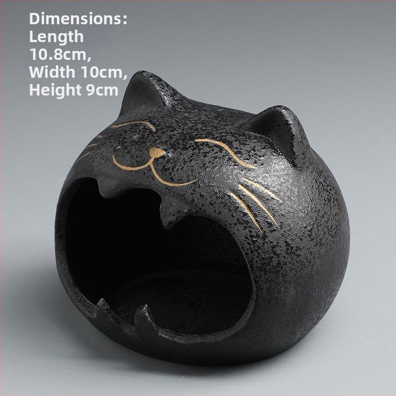 Keramický popolník s mačkou z karikatúry – vetru odolný, s tlačou loga, na dekoráciu a skladovanie, zbierka