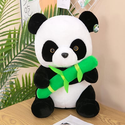 Panda plyšová hračka — Super mäkký krátky plyš, Prispôsobenie loga, Balenie sieťovou taškou