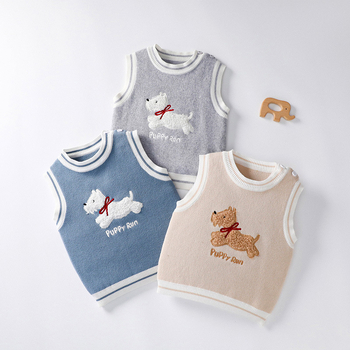 Detský set pletenej vesty a pulóva z bavlny, unisex, jar–jeseň, 100% bavlna, jemný povrch, vek 1–3 roky