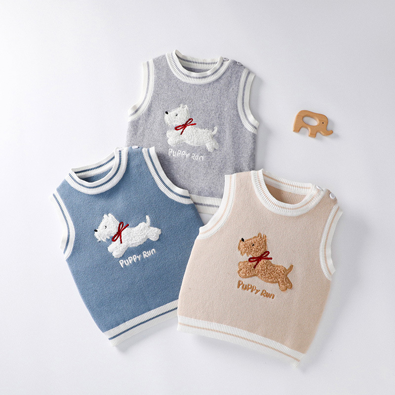 Detský set pletenej vesty a pulóva z bavlny, unisex, jar–jeseň, 100% bavlna, jemný povrch, vek 1–3 roky