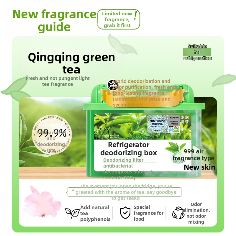 Chladničkový dezodorant s aktívnym uhlím, 160 g, Vôňa: Biela broskyňa a zelený čaj, Deodoračný čistiaci prostriedok