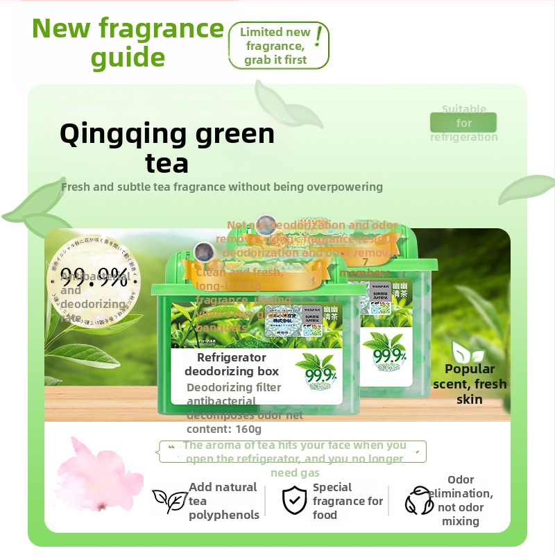 Chladničkový dezodorant s aktívnym uhlím, 160 g, Vôňa: Biela broskyňa a zelený čaj, Deodoračný čistiaci prostriedok