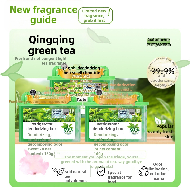 Chladničkový dezodorant s aktívnym uhlím, 160 g, Vôňa: Biela broskyňa a zelený čaj, Deodoračný čistiaci prostriedok