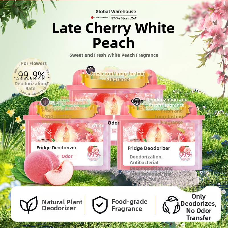 Chladničkový dezodorant s aktívnym uhlím, 160 g, Vôňa: Biela broskyňa a zelený čaj, Deodoračný čistiaci prostriedok