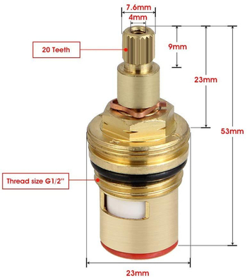 Meďové jadro ventilu pre vodovodnú batériu, keramické jadro s rýchlym otvorením, keramický disk s dvojitým zubom, model fontainelife valve core
