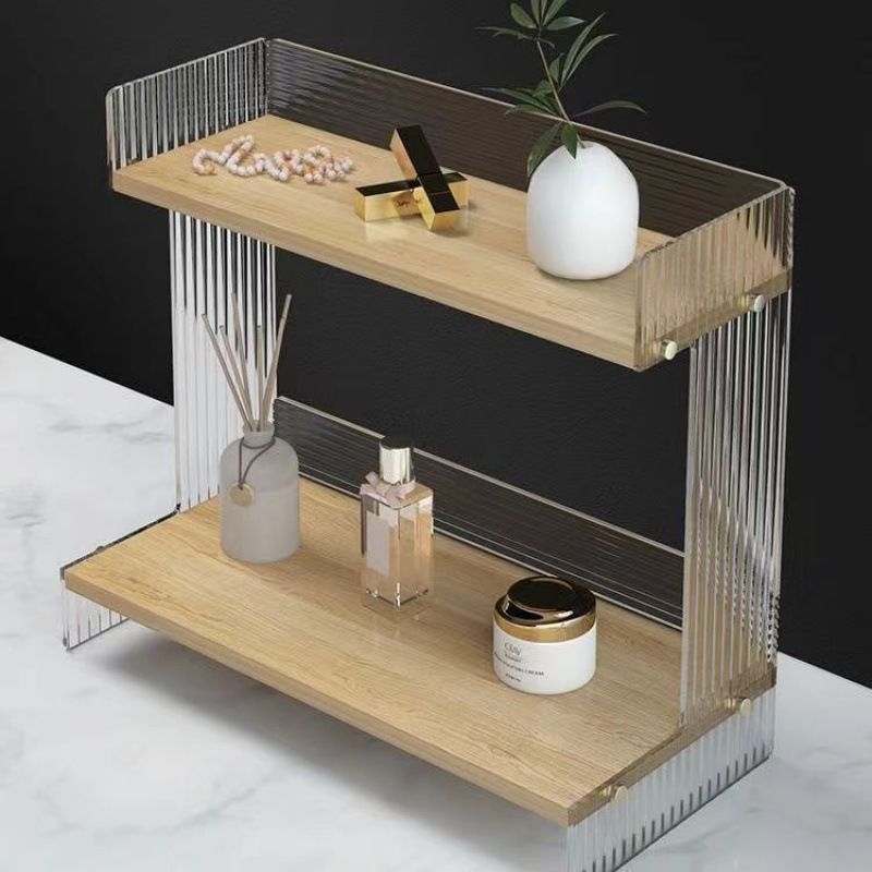 Akrylový stolný stojan na make-up s pruhovaným vzorom, kozmetická vitrína, balenie 30 kusov